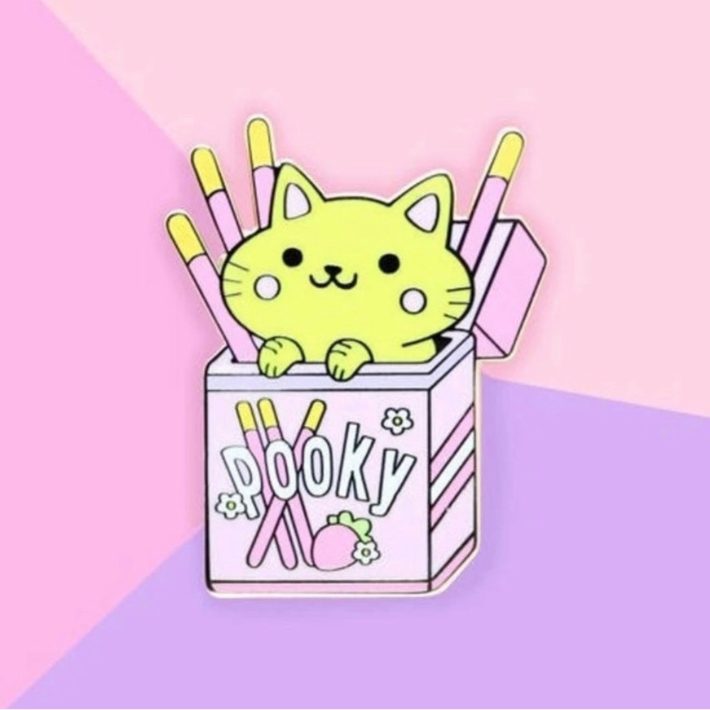 Kawaii cat pin strawberry pocky